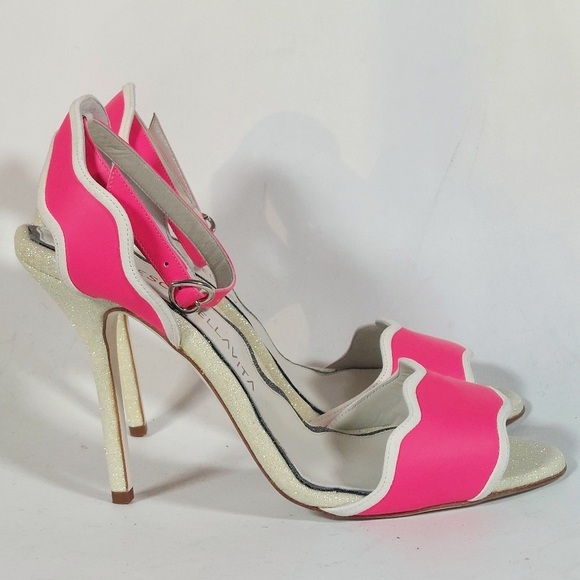 Francesca Bellavita hot pink & glitter leather stiletto sandals, EU40.5, NWT - Picture 5 of 17